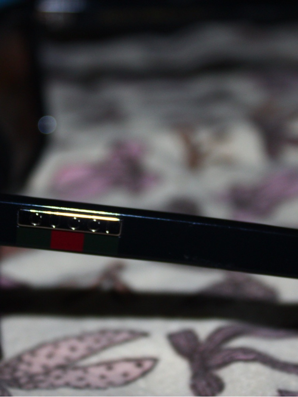 Gucci Black Temple Arm with Gold Logo